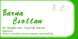 barna csollan business card